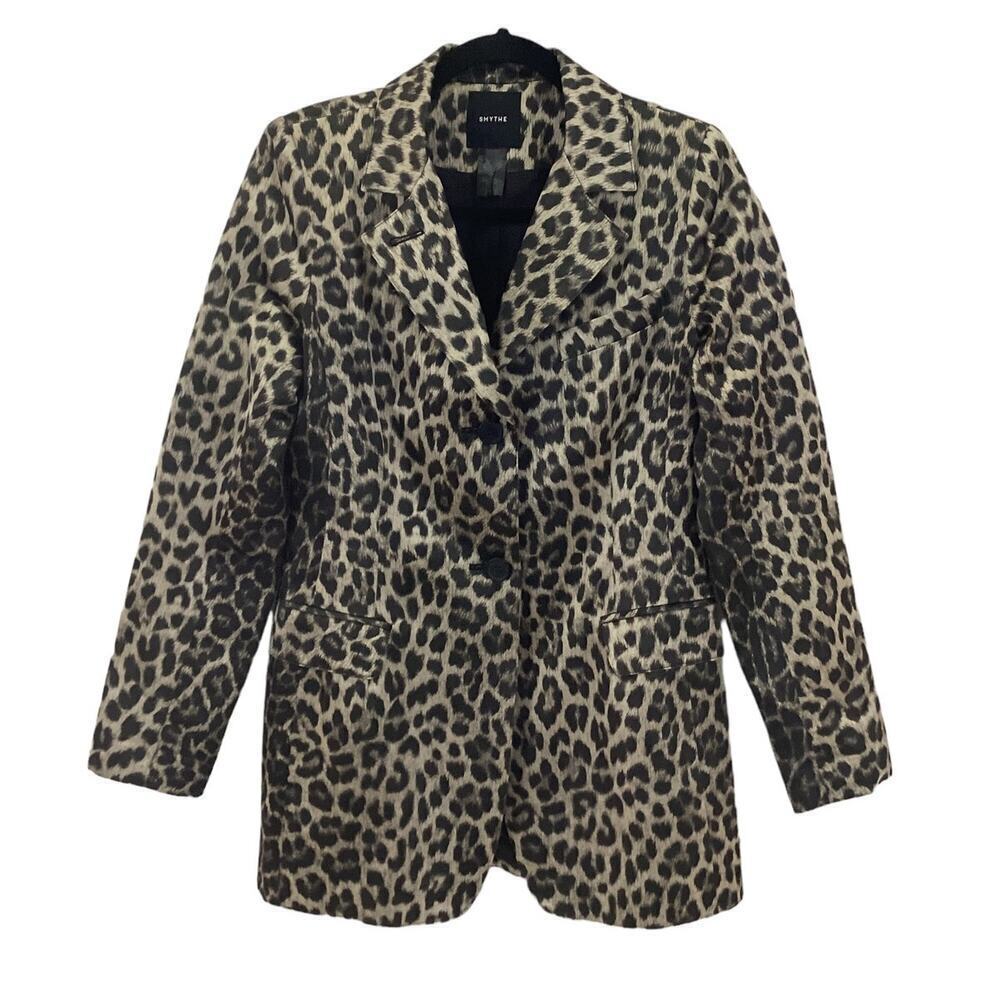 Smythe Original Boyfriend Blazer In Classic Grey Leopard Size 4 - Picture 2 of 11